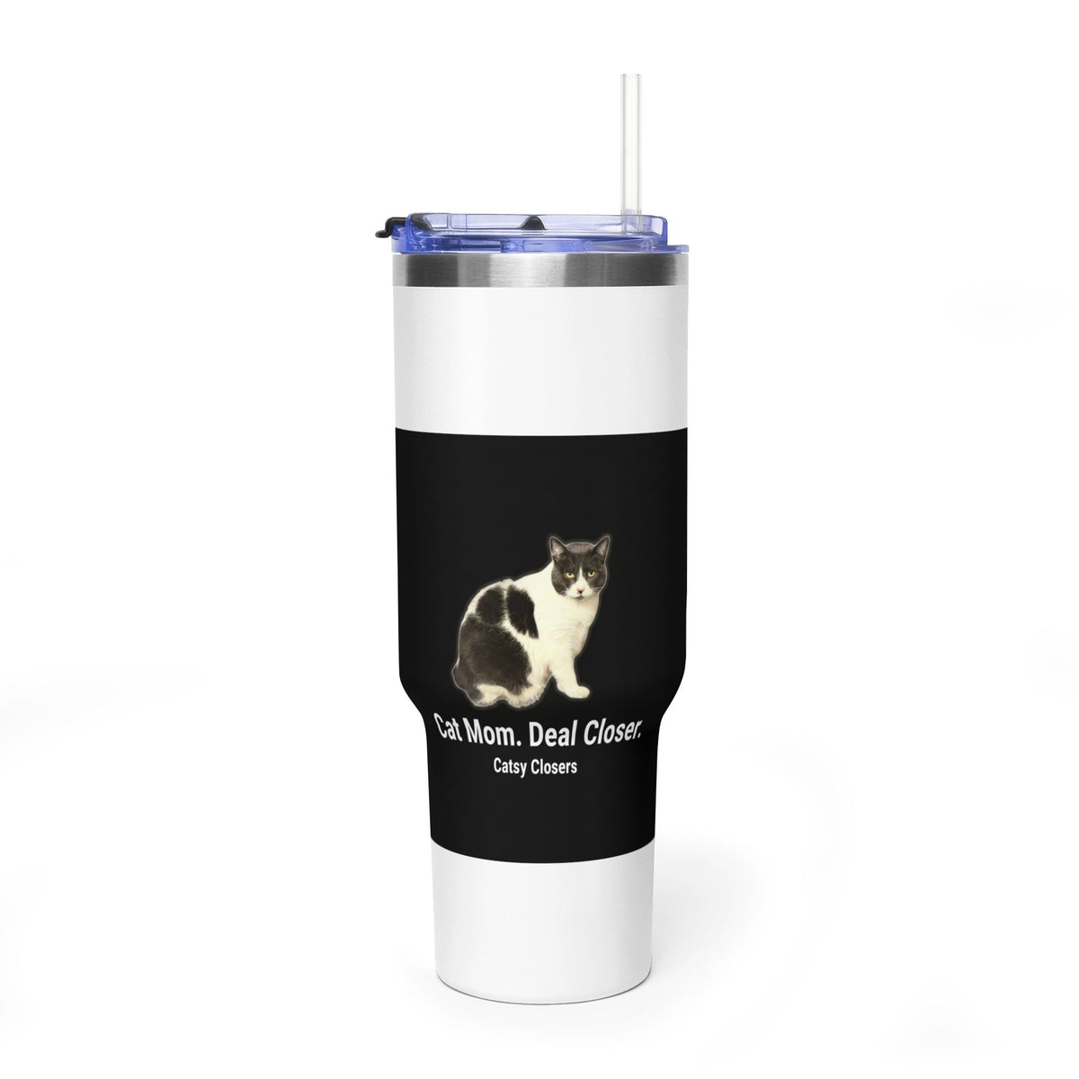 40oz Cat Mom. Deal Closer. Vacuum Tumbler | Catsy Closers
