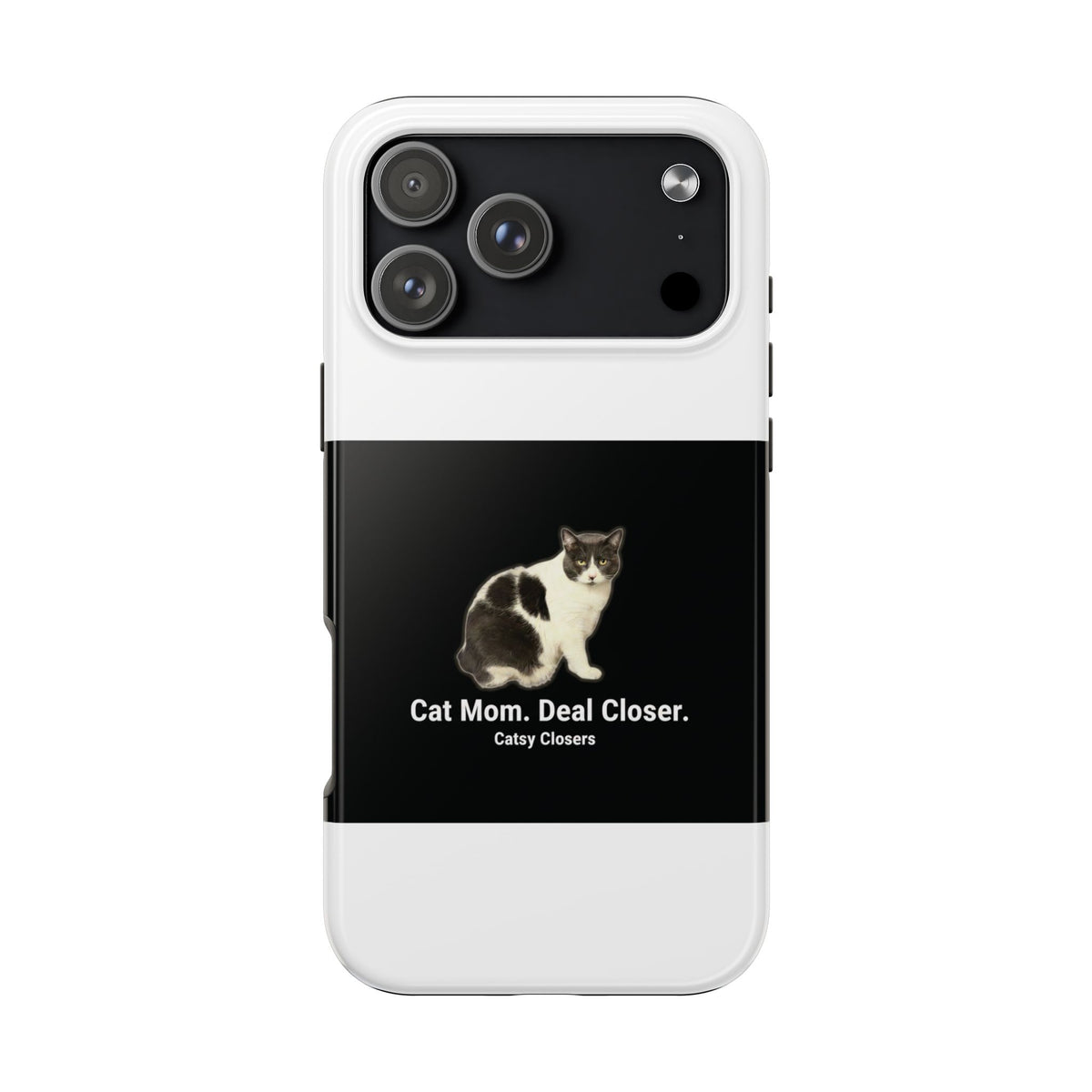 Phone Case — "Cat Mom. Deal Closer." Black Cat Protective Tough Case