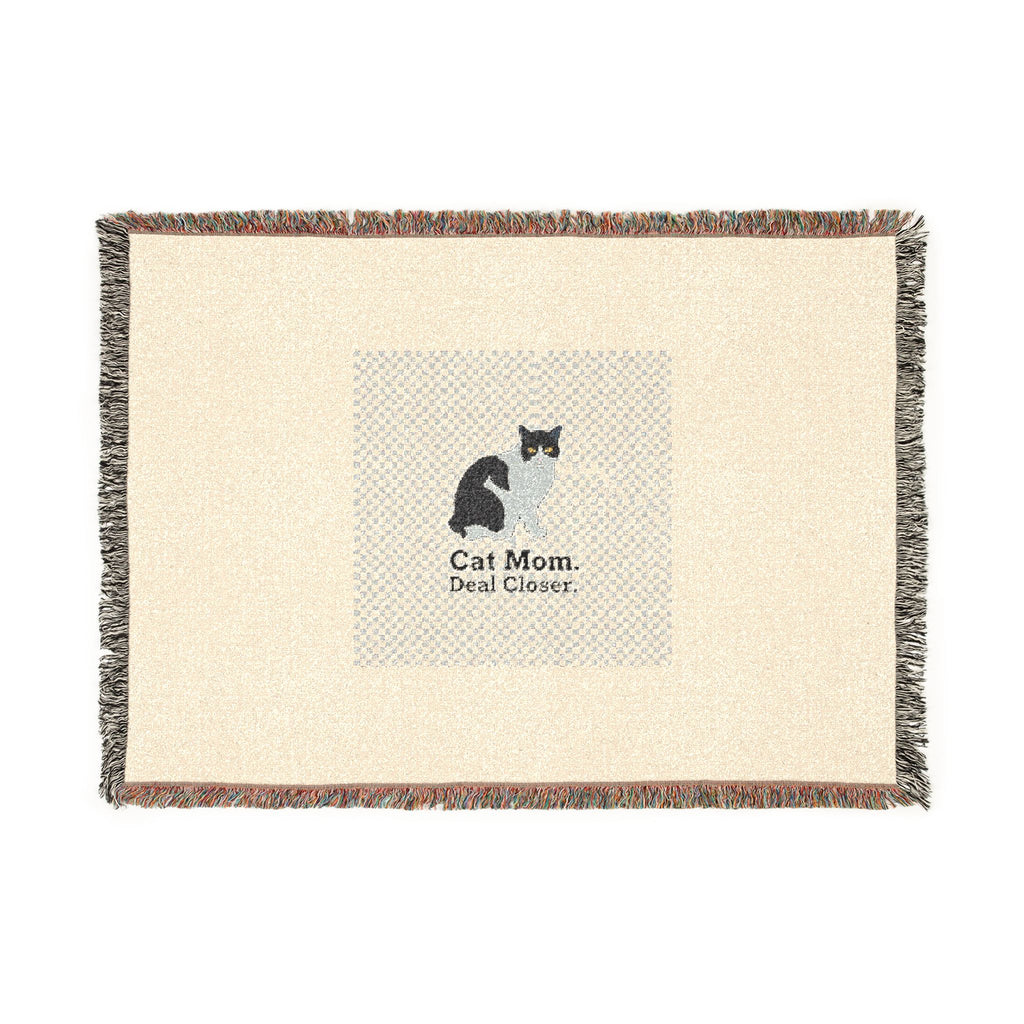Cat Mom Woven Blanket — "She Doesn't Stop. She Recharges." | Catsy Closers