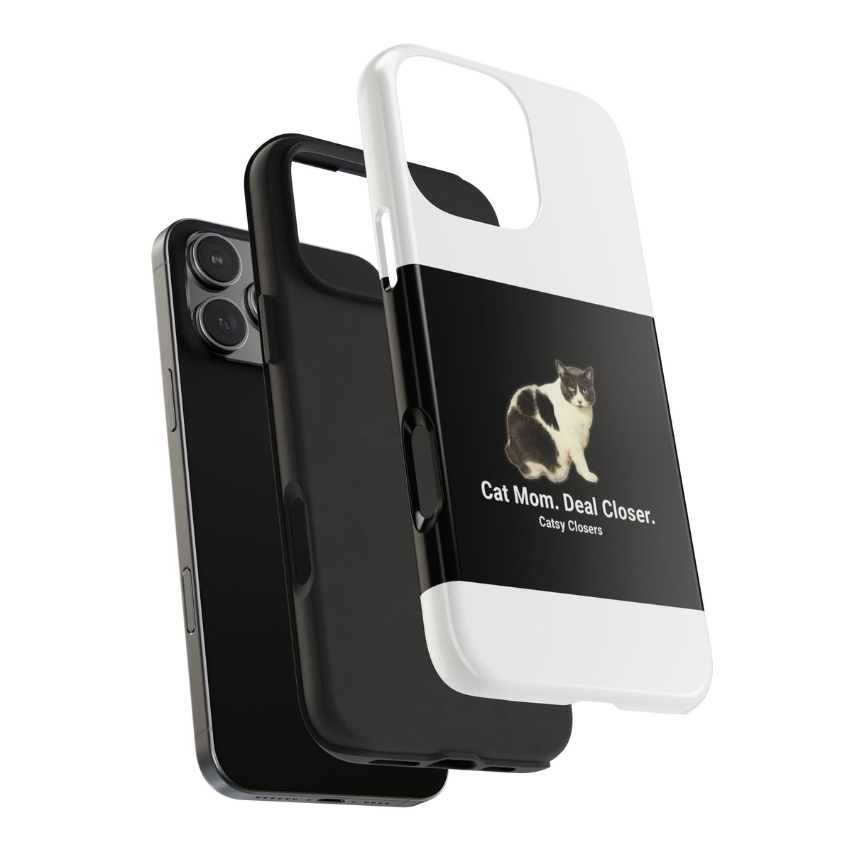 Phone Case — "Cat Mom. Deal Closer." Black Cat Protective Tough Case