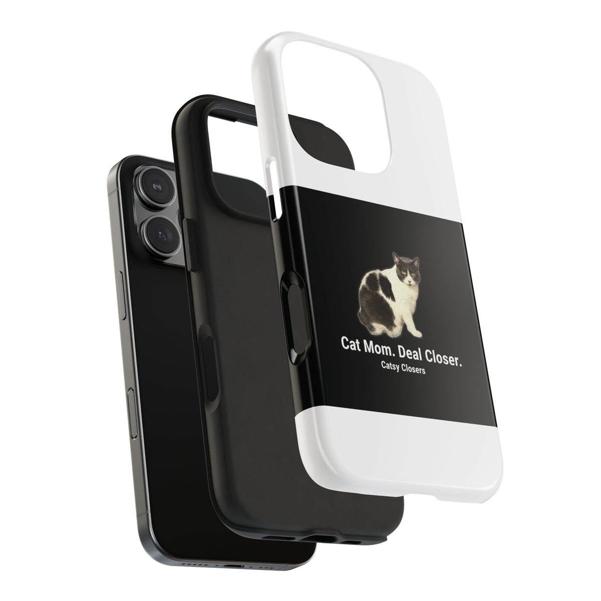 Phone Case — "Cat Mom. Deal Closer." Black Cat Protective Tough Case
