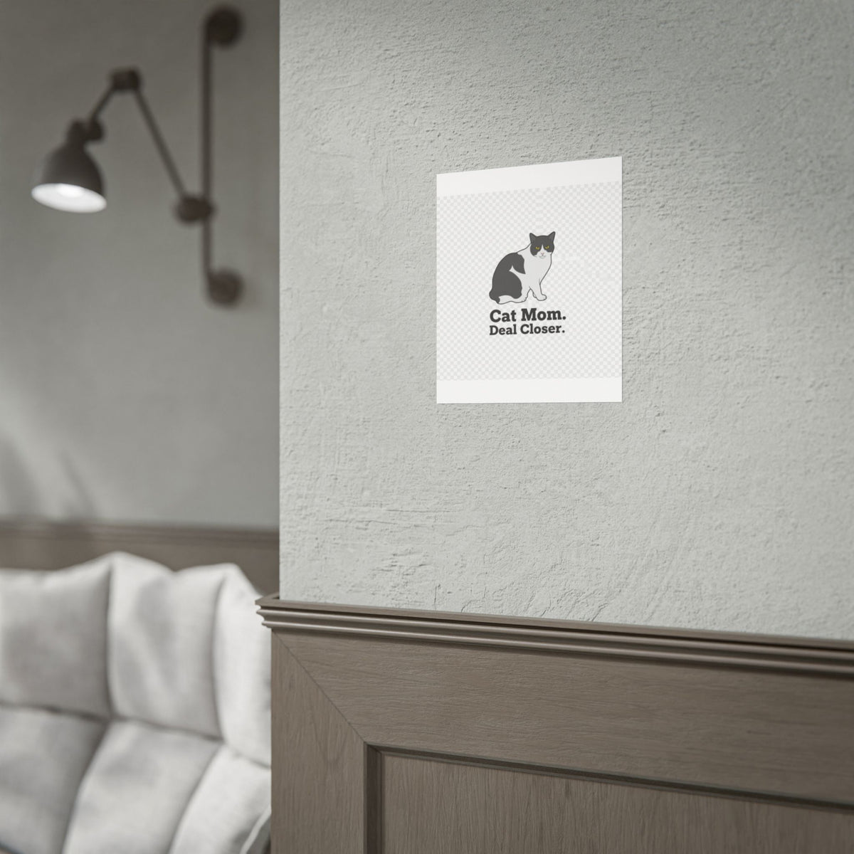 Cat Mom Deal Closer Poster — "She Doesn't Knock. She Closes." | Catsy Closers