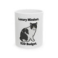 Luxury Mindset D2D Budget Cat Mug — "Aim High. Grind Daily." | Catsy Closers