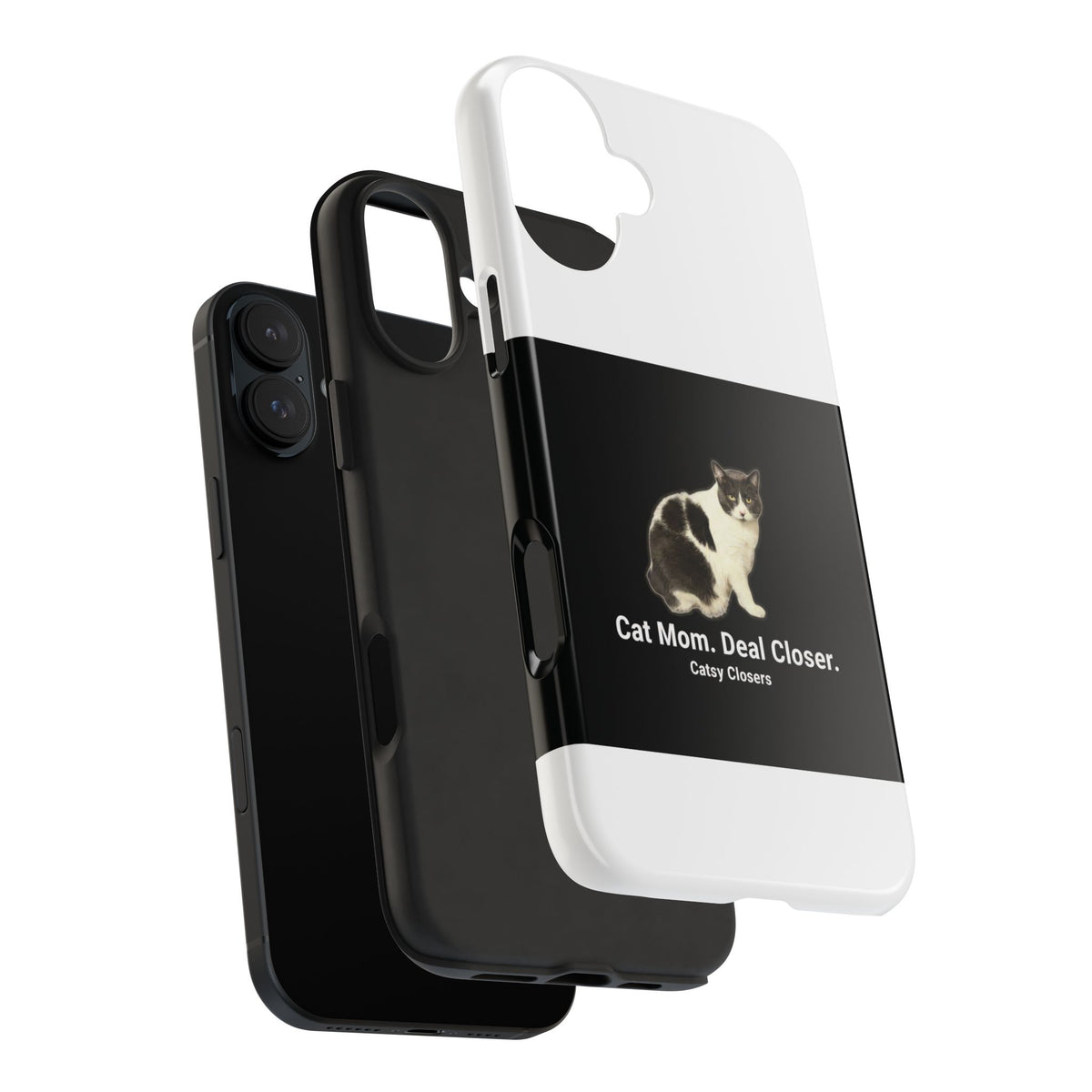 Phone Case — "Cat Mom. Deal Closer." Black Cat Protective Tough Case