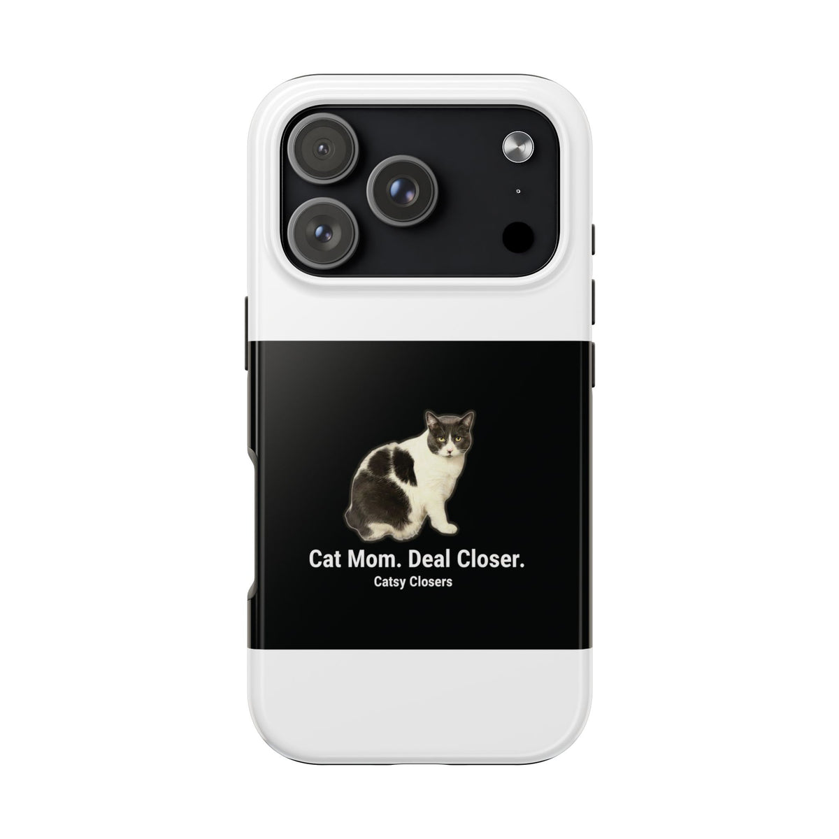 Phone Case — "Cat Mom. Deal Closer." Black Cat Protective Tough Case