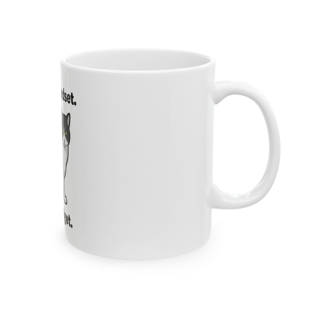 Luxury Mindset D2D Budget Cat Mug — "Aim High. Grind Daily." | Catsy Closers