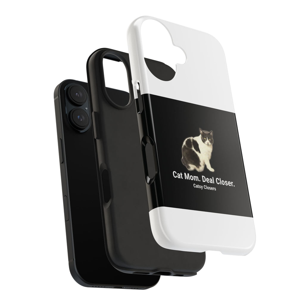 Phone Case — "Cat Mom. Deal Closer." Black Cat Protective Tough Case