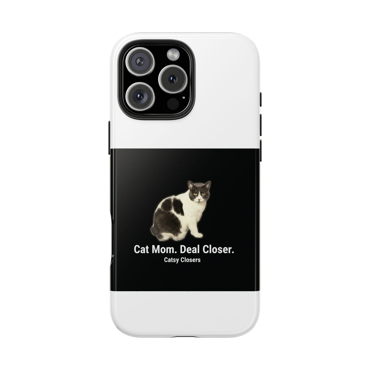 Phone Case — "Cat Mom. Deal Closer." Black Cat Protective Tough Case