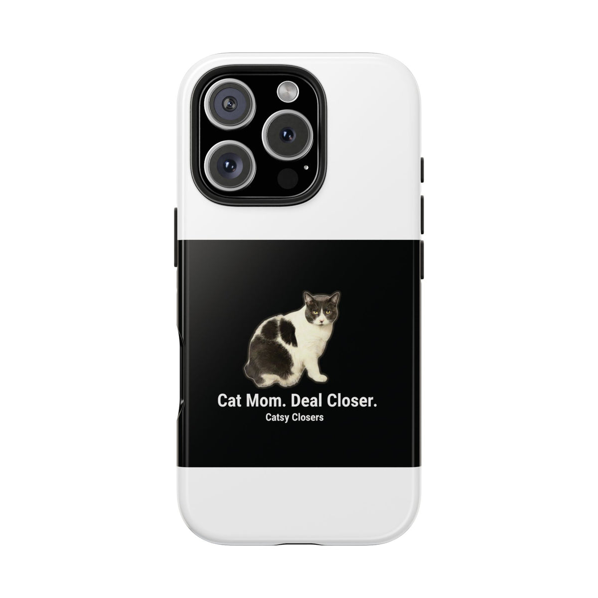 Phone Case — "Cat Mom. Deal Closer." Black Cat Protective Tough Case