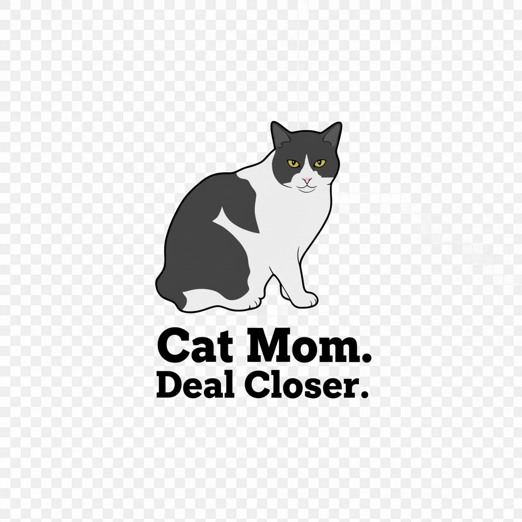 Cat Mom. Deal Closer. wall art featuring Sheesha the tuxedo cat