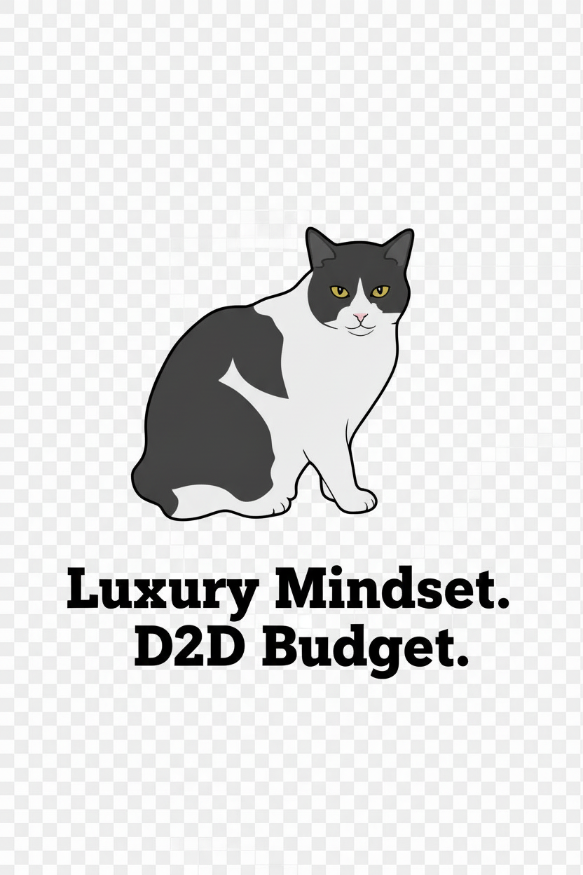 Luxury Mindset. D2D Budget. wall art featuring Sheesha the tuxedo cat