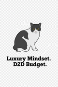 Luxury Mindset. D2D Budget. wall art featuring Sheesha the tuxedo cat
