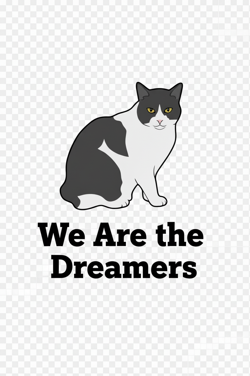 We Are the Dreamers wall art featuring Sheesha the tuxedo cat