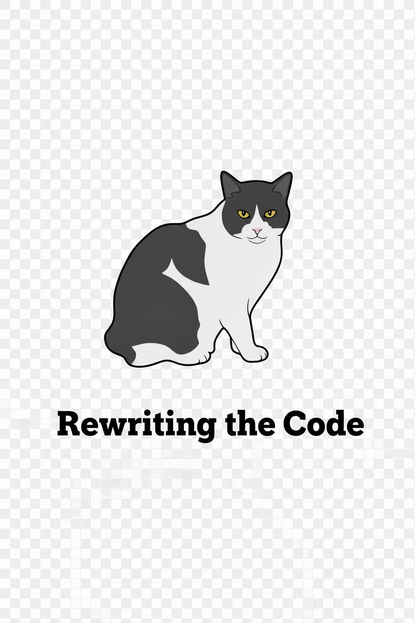 Rewriting the Code wall art featuring Sheesha the tuxedo cat