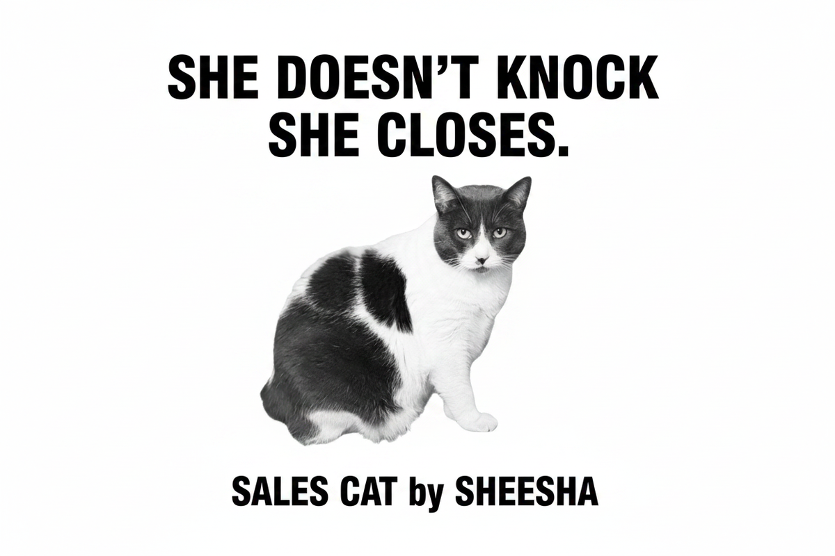 Sheesha the Sales Cat — She Doesn't Knock. She Closes.