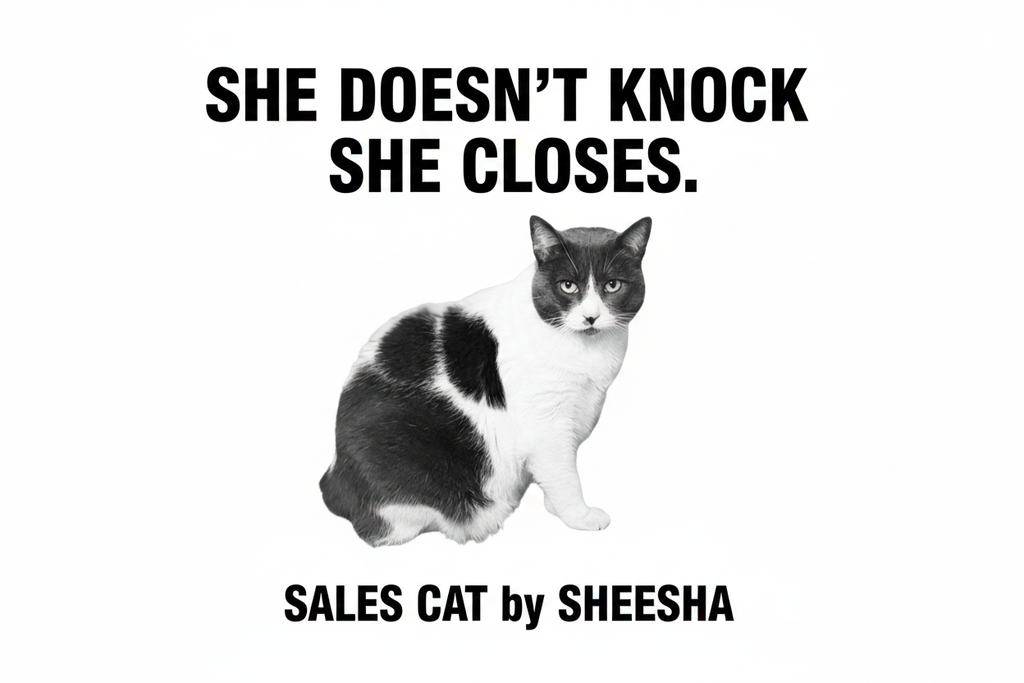 Sheesha the Sales Cat — She Doesn't Knock. She Closes.